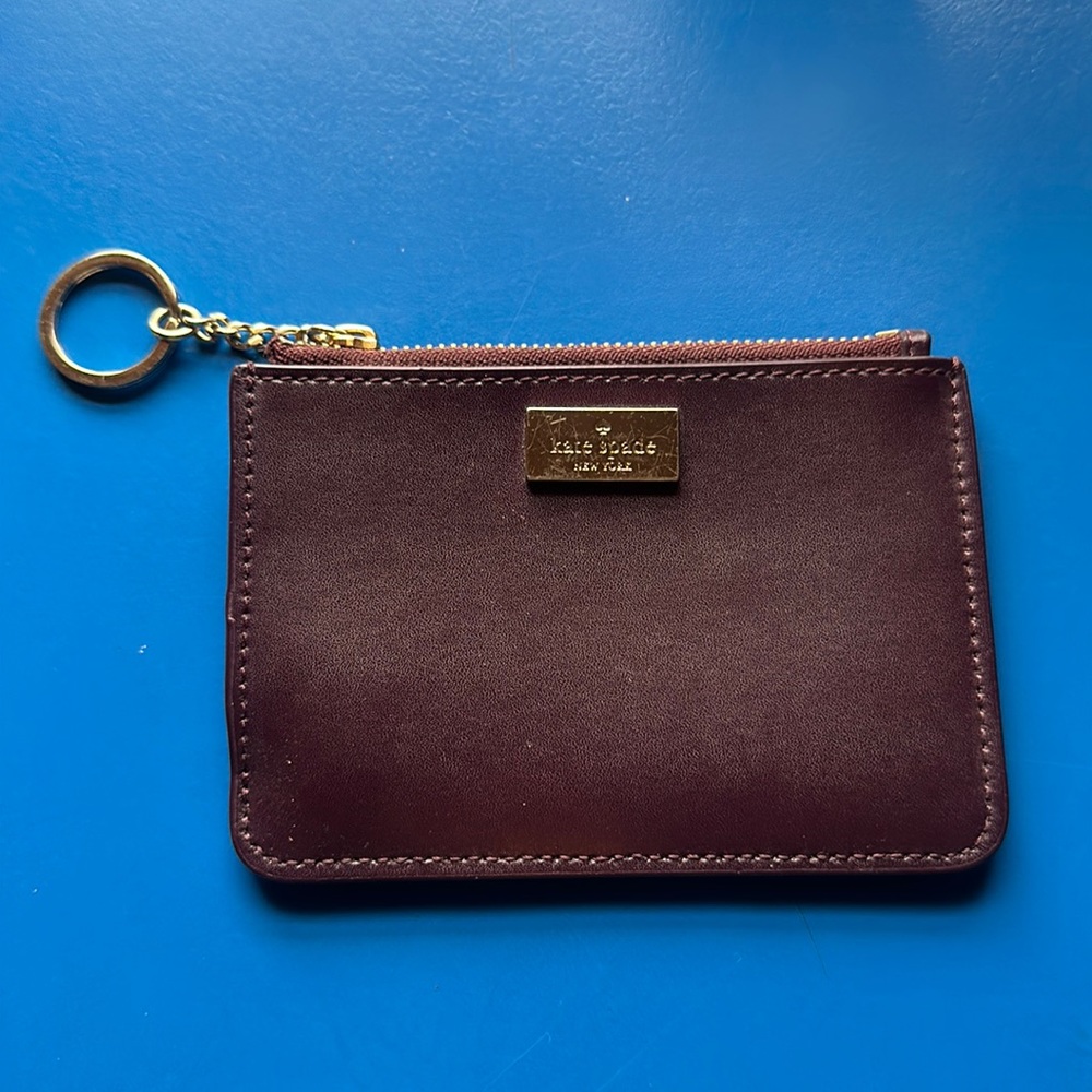 Kate Spade Maroon Leather Cardholder Keychain